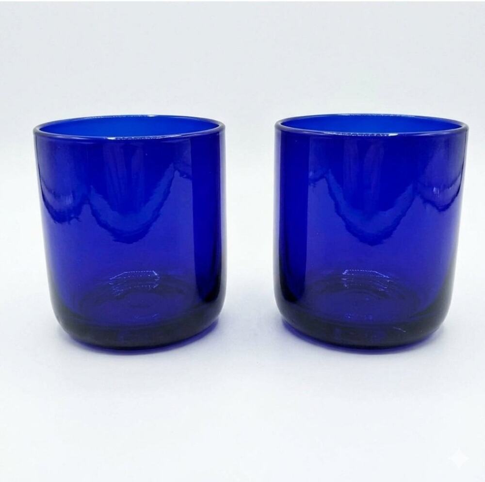 Vintage 2 Piece Set Libbey Metropolitan Cobalt Blue Juice Glasses Old-Fashioned